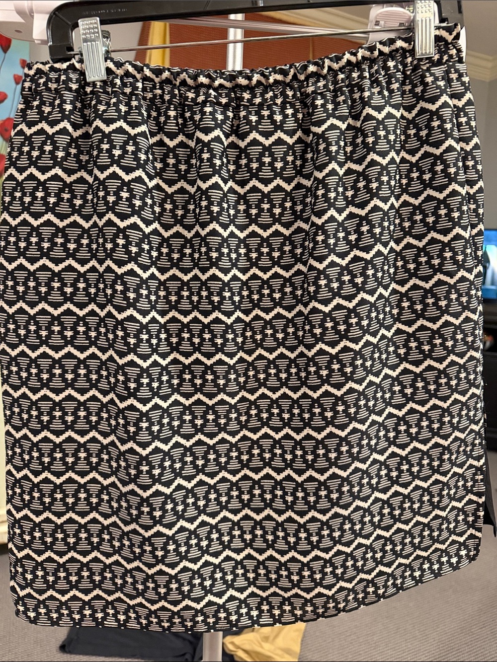 Loft Black and Cream Patterned Women's Skirt
